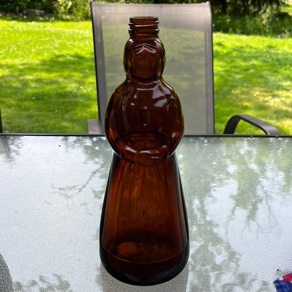 Vintage Mrs. Butterworth Amber Brown Glass Syrup Bottle